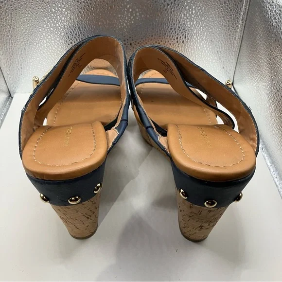 Tommy Hilfiger Navy Blue Mili Cork Wedge Sandal Size 7.5 - Picture 6 of 16